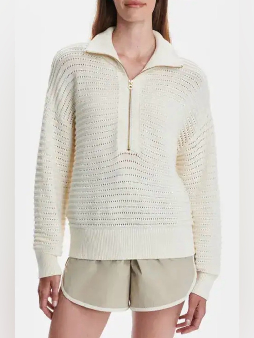 Varley Tara Pointelle 1/2 Zip —M
